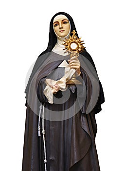 Saint Clare of Assisi statue isolated photo