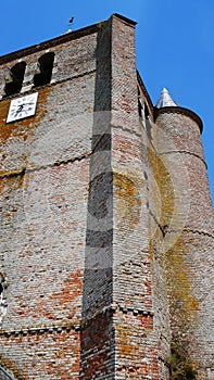 Saint Corneille et Saint Cyprien fortified catholic church with defense tower in the village of Hary in the Aisne