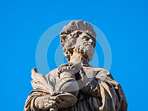 Saint Cosmas Statue on Charles Bridge, Prague, Czech Republic