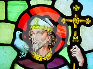 Saint David on stained glass window