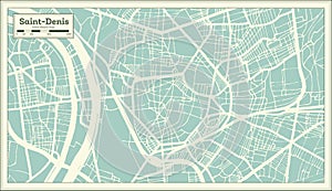 Saint-Denis France City Map in Retro Style. Outline Map