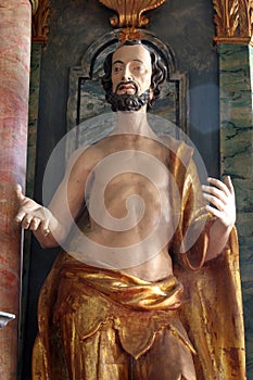St Dismas, statue on the main altar of the parish church of Holy Trinity in Klenovnik, Croatia photo