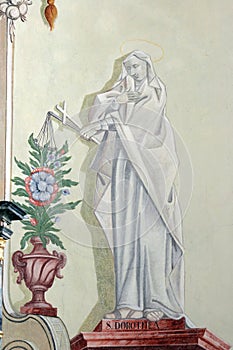 Saint Dorothy of Caesarea, fresco in the church of St. Mary Magdalene in Sela kod Siska Croatia