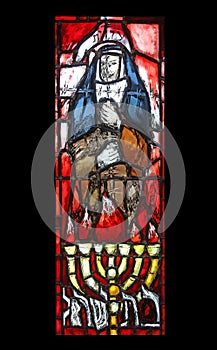 Saint Edith Stein, stained glass window in St. John church in Piflas, Germany