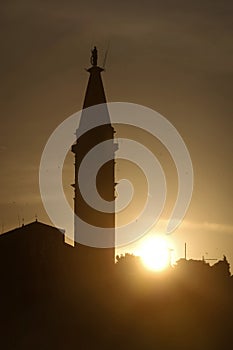 Saint Euphemia bell tower at sunset