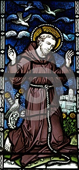 Saint Francis of Assisi in stained glass