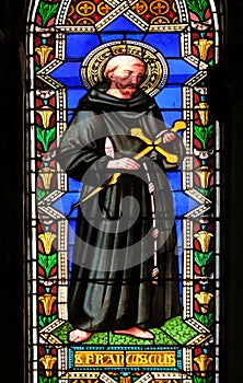 Saint Francis of Assisi, stained glass window in the Basilica di Santa Croce in Florence