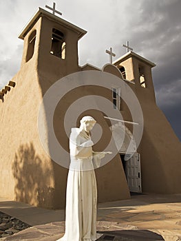 Saint Francis Statue With Church