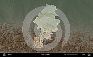 Saint-Gaudens highlighted, France. Physical photo