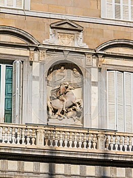 Saint George with dragon sculpture. Balcony of the Generalitat P photo