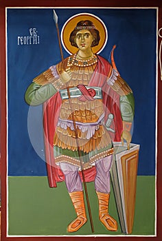 Saint George, fresco in the Church of Saint Paraskeva of the Balkans near Saint Naum Monastery, Ohrid in Macedonia