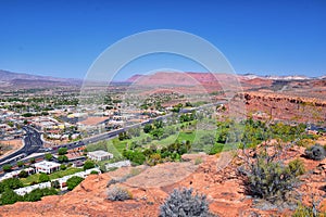 Saint George hiking trail Owenâ€™s Loop via Brooks Nature Trail views of sandstone mountains