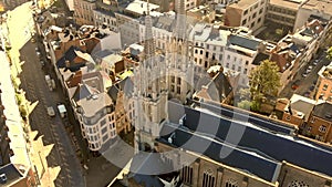 Saint George\'s Church Antwerp, Mechelseplein district. High angle aerial view