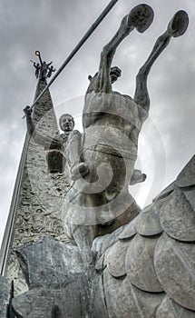 Saint George slaying a dragon by Poklonnaya Hill Obelisk