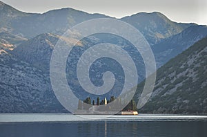 Saint George small island in Adriatic sea in bay of Kotor