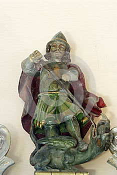 Saint George, statue on the altar of Our Lady of Sorrows in the Church of Saint Peter in Petrovina, Croatia