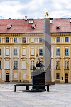 Saint George Statue at Prague Castle Courtyard