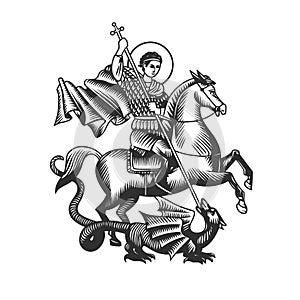 Saint George. Black and white vector objects photo