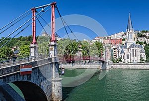 Saint Georges Church and Passerelle Lyon France