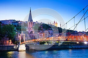 Saint-Georges church and St. Georges bridge, Lyon