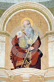 Saint Gregory of Nazianzus, also called Gregory the Theologian, fresco on the ceiling of the St John the Baptist church in Zagreb