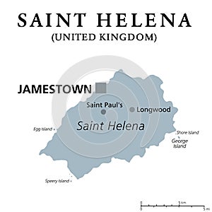 Saint Helena, gray political map, tropical island in the South Atlantic