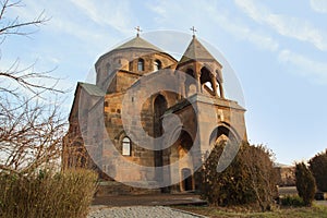 The Saint Hripsime Church in winter, Armenia