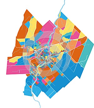 Saint-Hyacinthe, Canada colorful high resolution art map