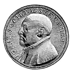 Saint Ignatius of Loyola Coin vintage illustration