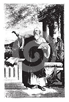 Saint Irenaeus, one of the first apostles of Gaul, vintage engraving photo