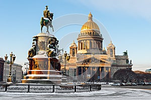 Saint Isaac Cathedral and the Monument to Emperor Nicholas I, St. Petersburg