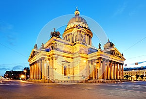 Saint Isaac`s Cathedral or Isaakievskiy Sobor in Saint Petersburg, Russia is the largest Russian Orthodox cathedral in the city photo