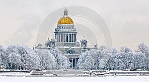 Saint Isaac`s Cathedral in winter, Saint Petersburg, Russia