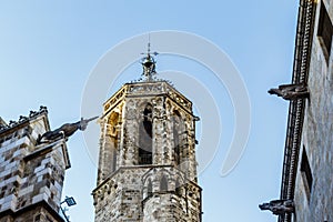 Saint Ivo Tower, a bell tower of the cathedral in Barcelona, Spain, Europe