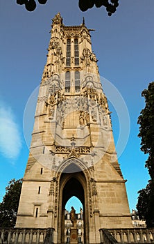 The Saint-Jacques Gothic Tower , Paris, France.