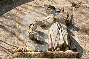 Saint James baptizing Lupa Queen scene stone bas-relief
