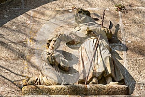 Saint James baptizing Lupa Queen scene stone bas-relief photo