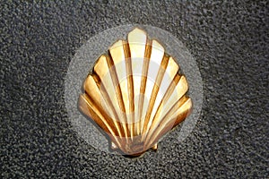 Saint James way shell golden metal on streets