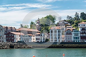 Saint Jean de Luz: A panoramic view of the typical colors and architecture of the French Basque Country photo