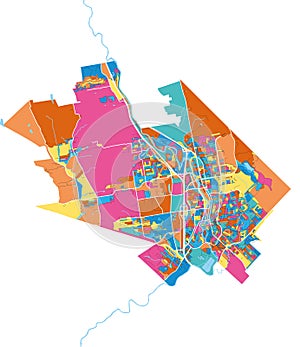 Saint-Jerome, Canada colorful high resolution art map photo