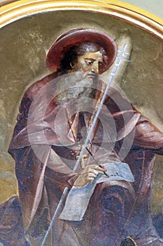 Saint Jerome, fresco in the church of St Peter in Ivanic Grad, Croatia