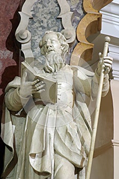 Saint Joachim statue on the main altar in the Franciscan church of St. Francis Xavier in Zagreb