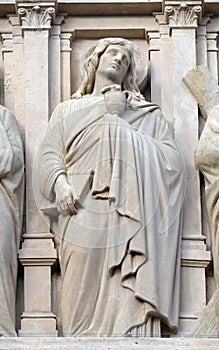 Saint John the Apostle, statue on the facade of Saint Augustine church in Paris