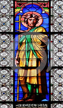 Saint John the Baptist, stained glass windows in the Saint Germain des Pres Church, Paris photo