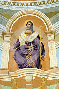 Saint John Chrysostom, fresco on the ceiling of the Saint John the Baptist church in Zagreb