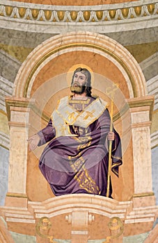 Saint John Chrysostom, fresco on the ceiling of the St John the Baptist church in Zagreb, Croatia