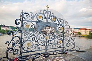Saint John of Nepomuk on Charles Bridge in Prague