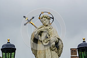 Saint John of Nepomuk John Nepomucene statue in Bruges, Belgium.