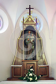 Saint Joseph altar in the parish church of St. Martin in Dugo Selo, Croatia