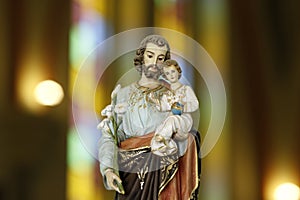 Saint Joseph and baby Jesus catholic image